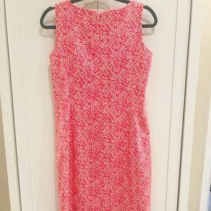 Sheath, paisley print, navy lace fabric on bottom